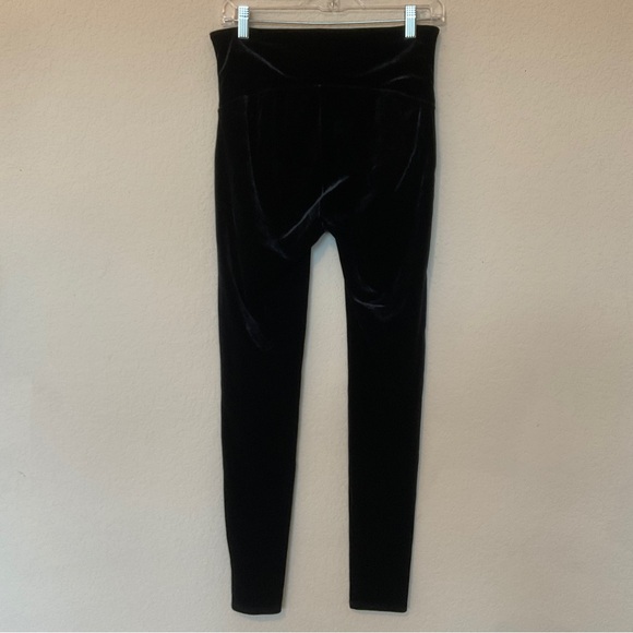 Spanx EUC Shiny Velvet High Waisted Leggings Black L Bodycon Holiday Shapewear - Picture 6 of 16